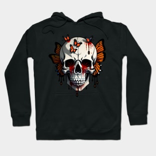 skull with beautiful butterflies Hoodie